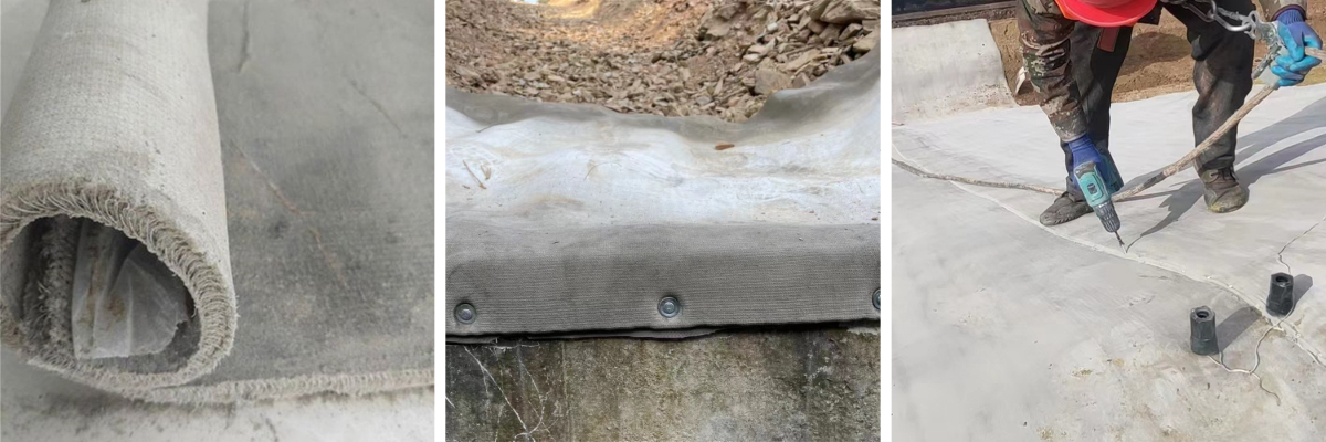 Landscape lake cementitious blanket
